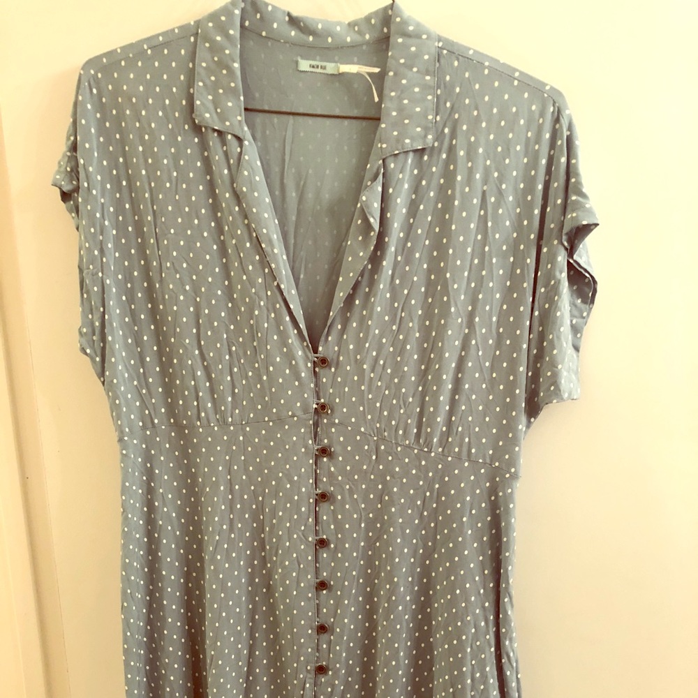 Light blue and polka dot dress